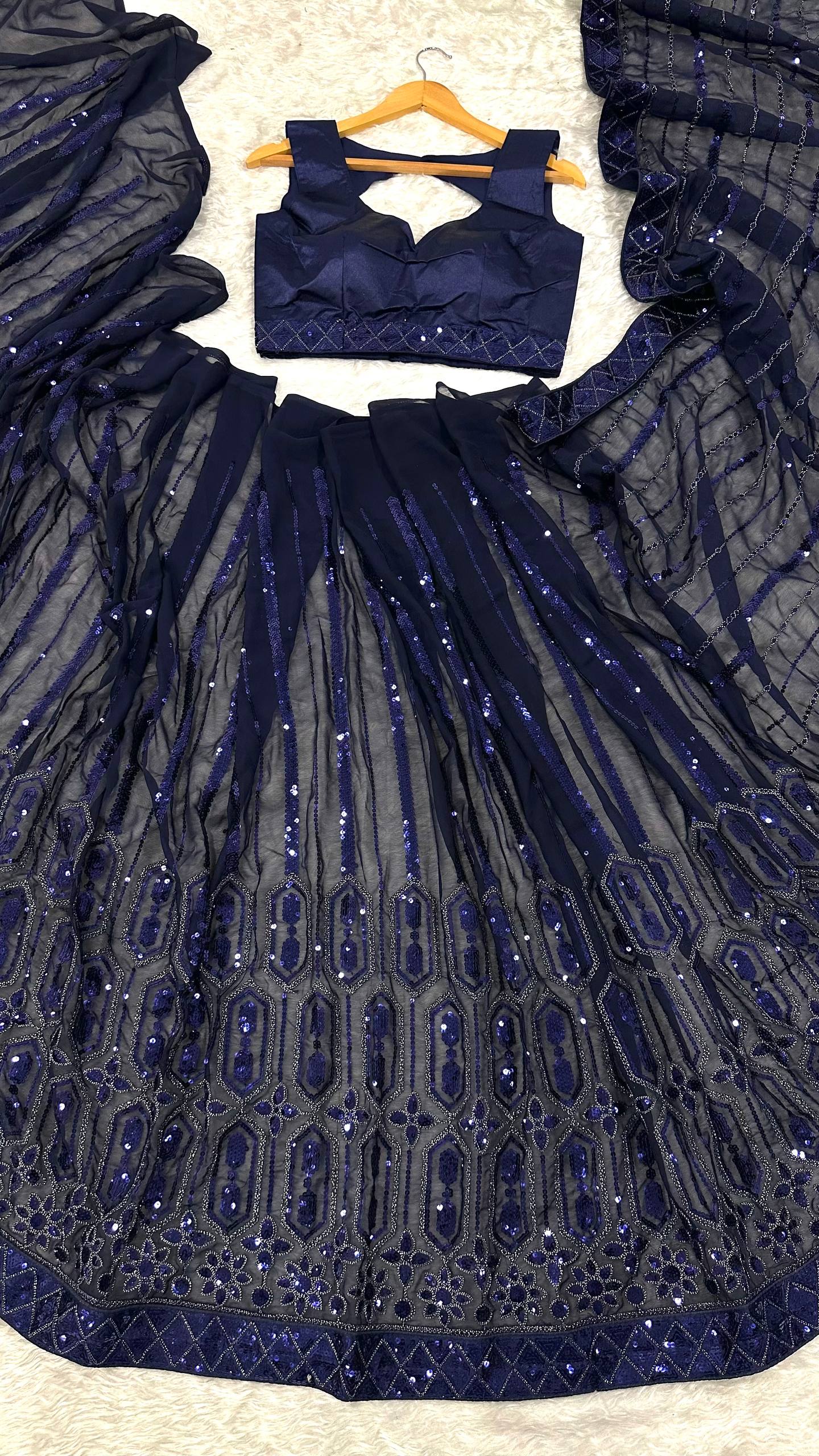 Nysa - Beautiful Georgette Sequins Saree with Fully Stitched Blouse