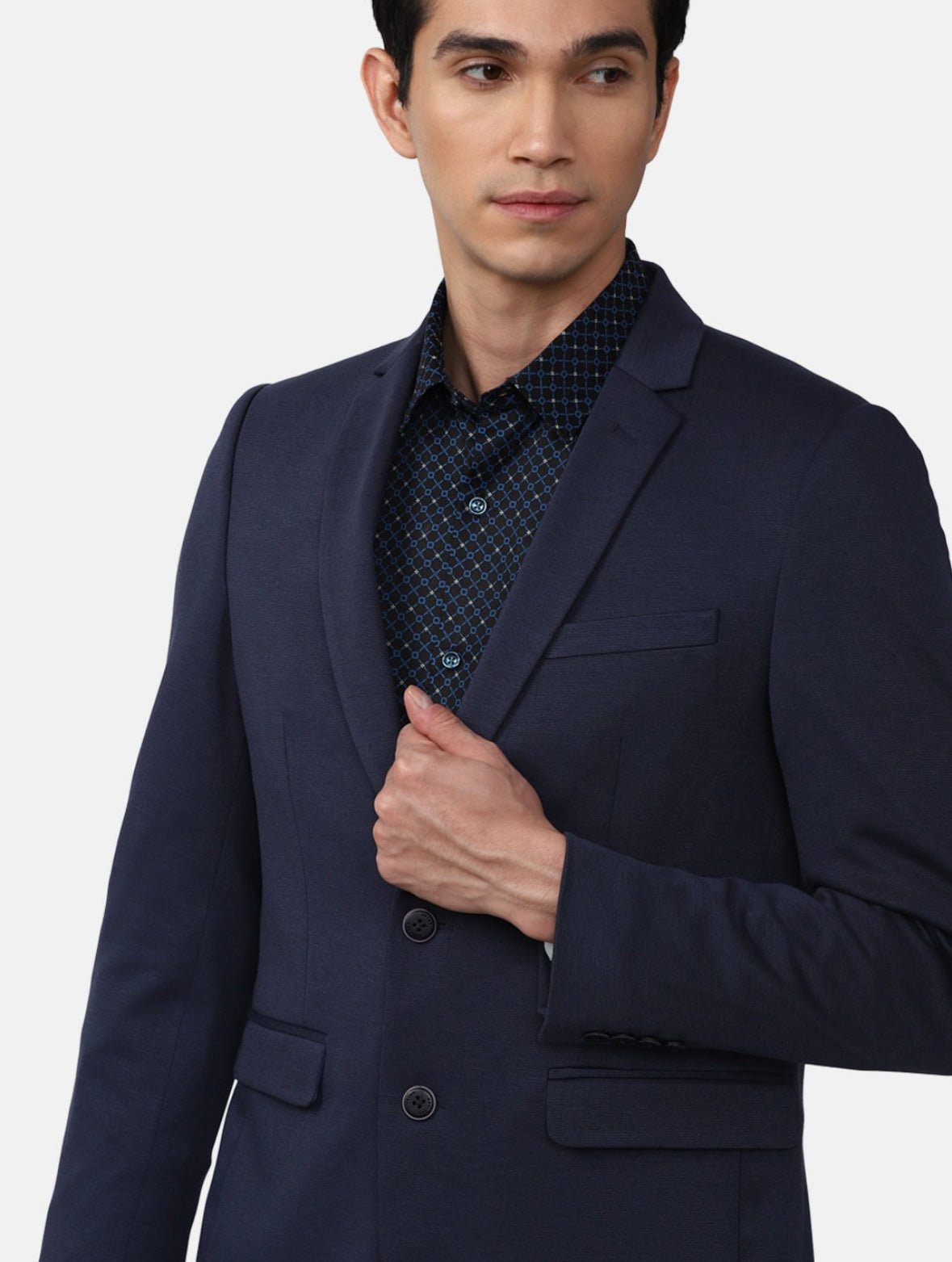 Navy Blue Raymond fabric Blazer for Men