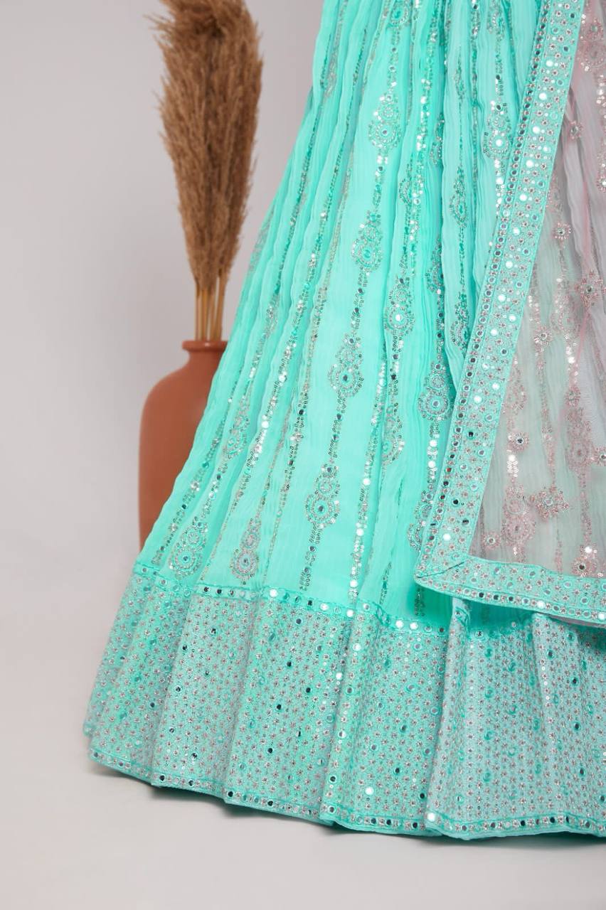 Heavy georgette embroidered lehengas