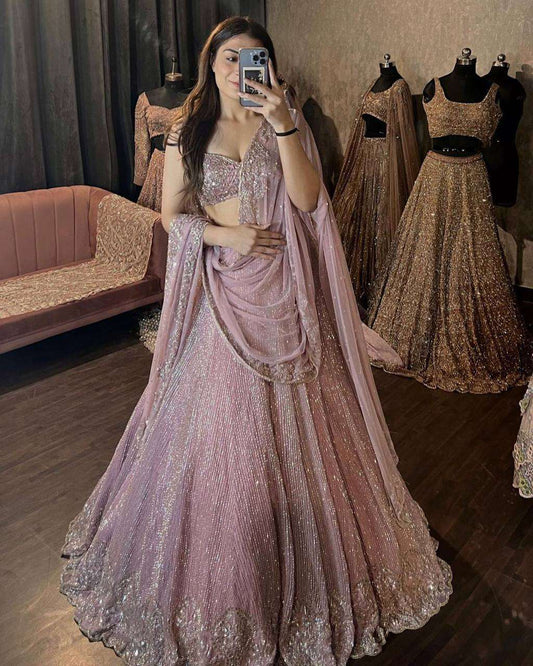 Light Lilac fully stitched lehenga