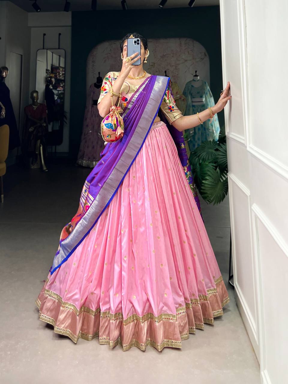 Paithani Silk Fully Stitched Lehengas in beautiful Colours