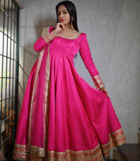 Rani Pink Classic Simple fully stitched Gown