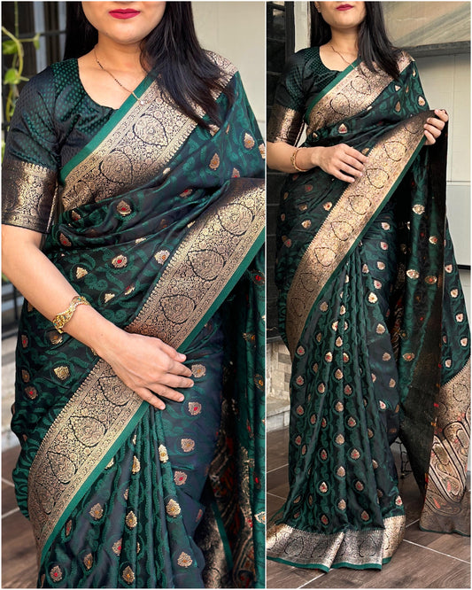 Prakruti - Jaquard saree with stitched blouse