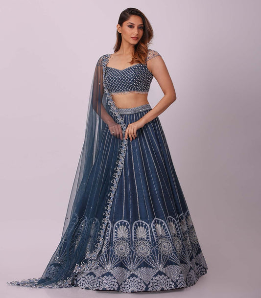 Navy blue lehenga fully stitched with sequins & beautiful work
