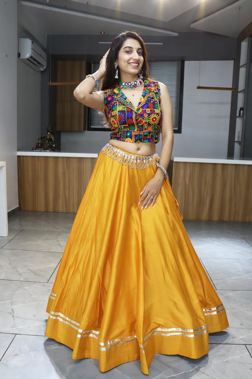 Ethnic Navratri 8 Colours Pure Cotton Chaniya Choli with Gamthi Work Fully Stitched