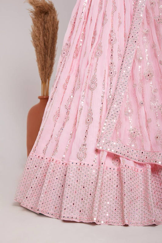 Heavy georgette embroidered lehengas