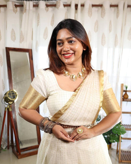 Premium off white organza fully stitched lehenga