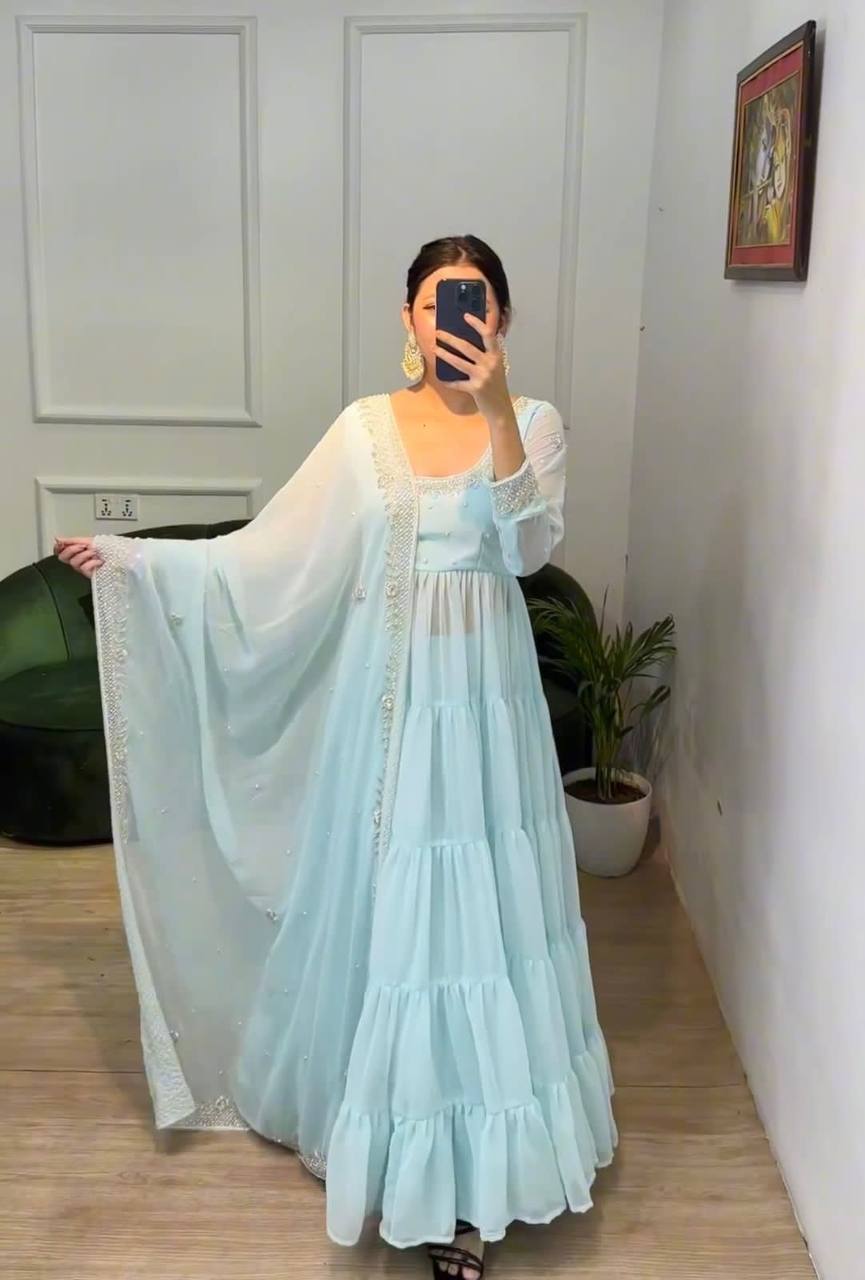 Ruffle fully stitched gown