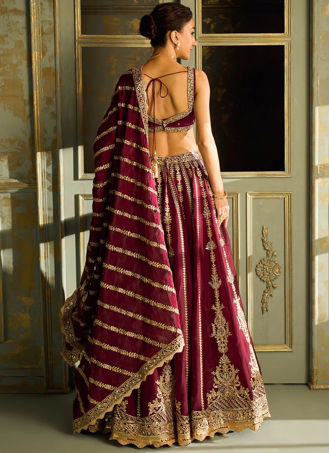 Kasturi Silk Maroon Premium Embroidered Lehenga Fully Stitched