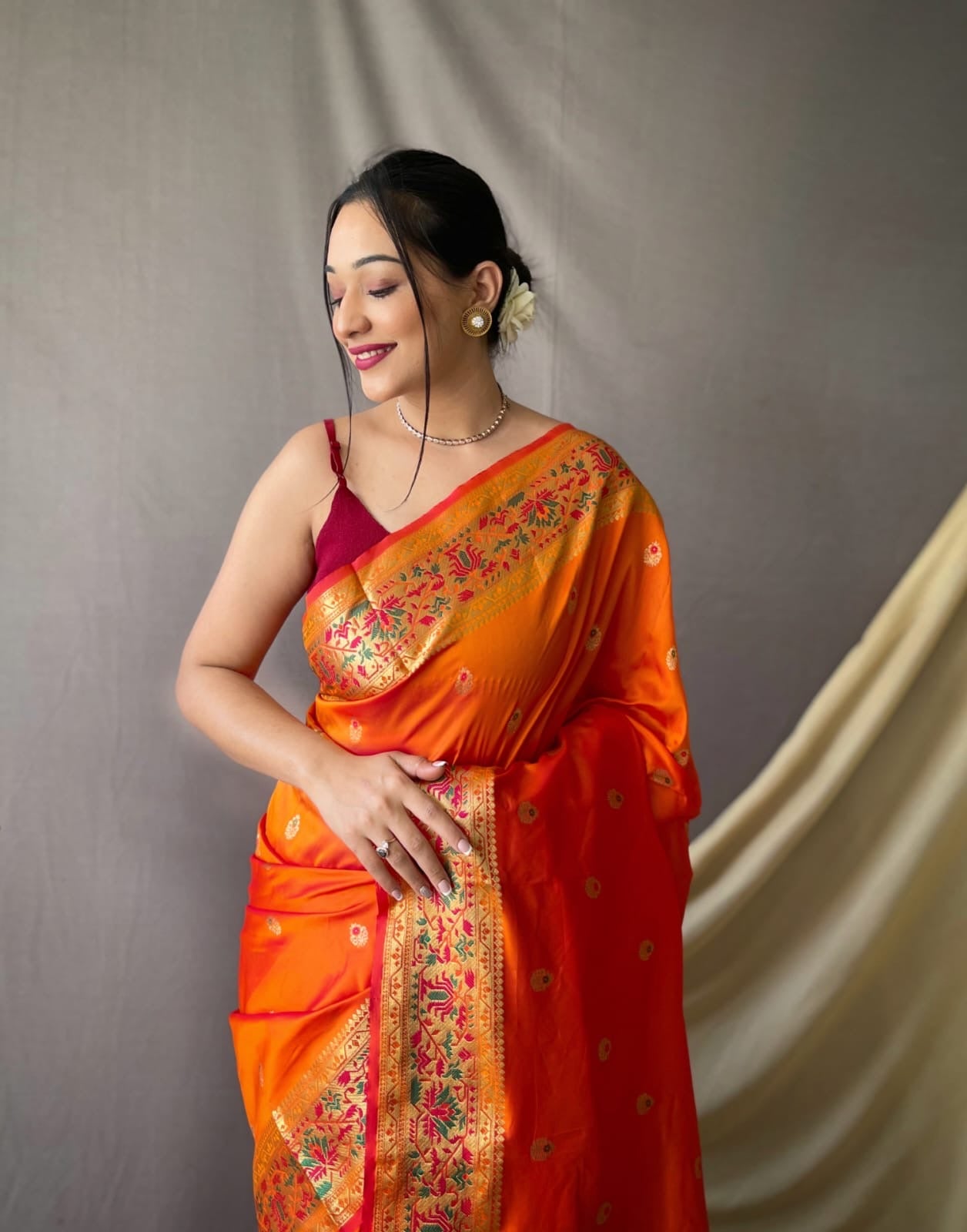 Pure paithani silk saree with stitched blouse