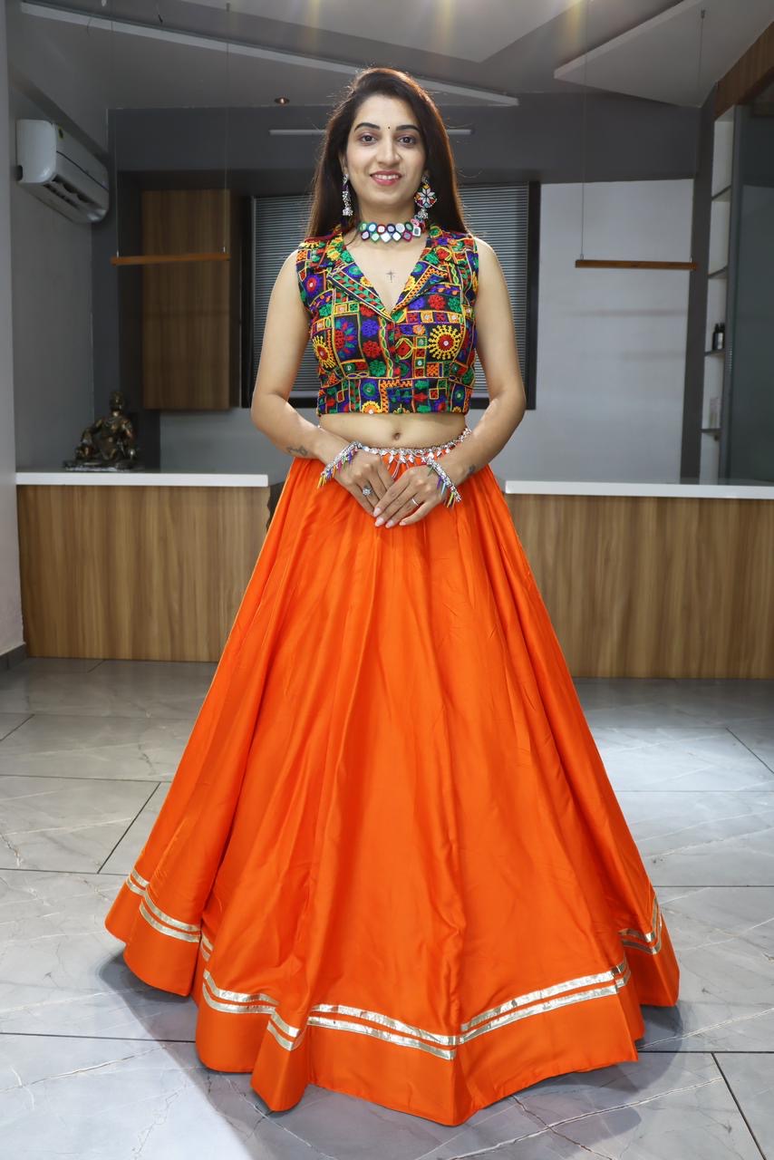 Ethnic Navratri 8 Colours Pure Cotton Chaniya Choli with Gamthi Work Fully Stitched