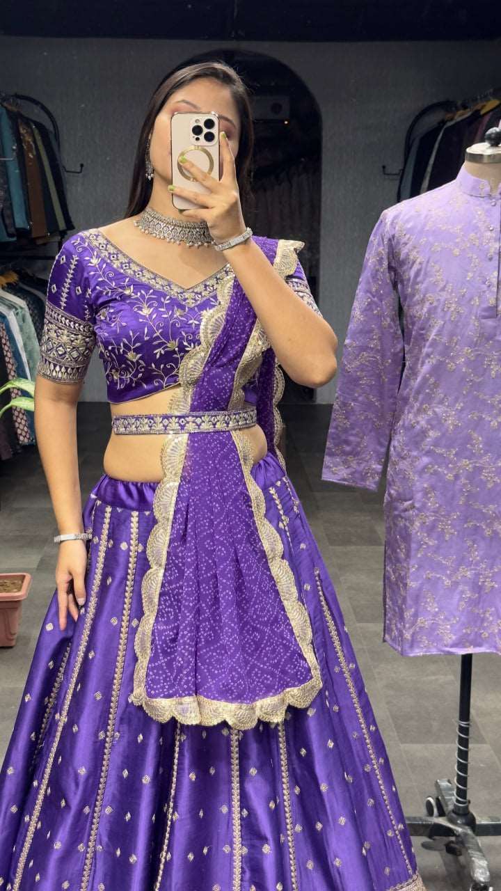 Bright Purple trendy fully stitched georgette lehenga with blouse and dupatta