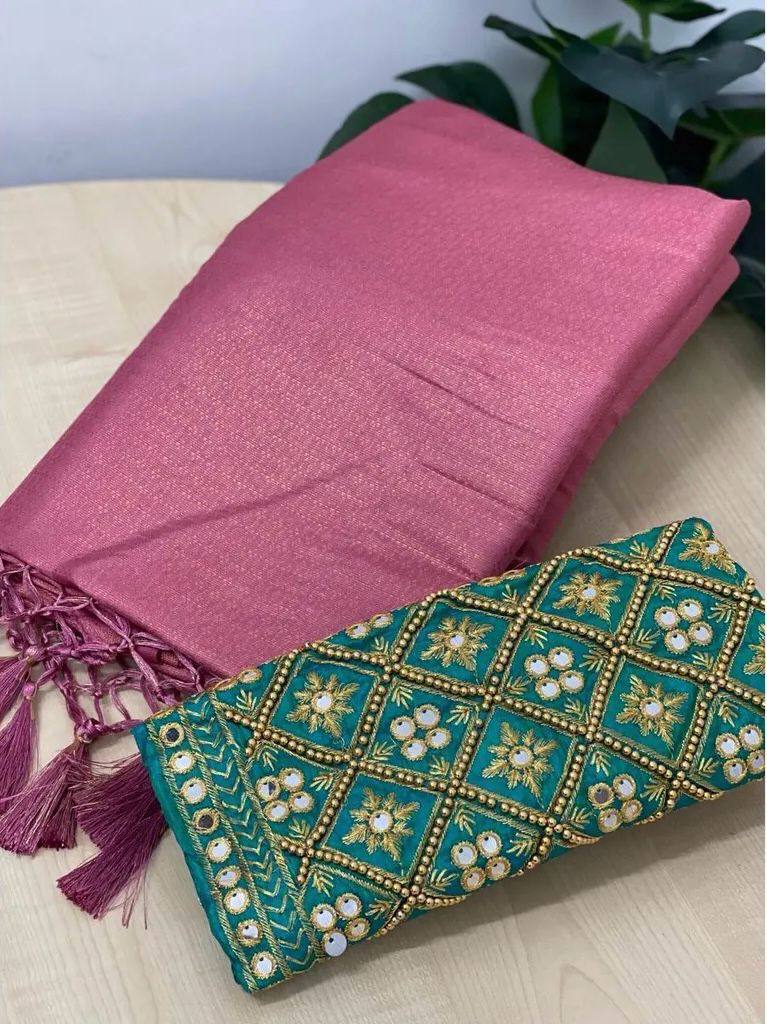 A beautiful soft kubera pattu silk saree with aari work blouse