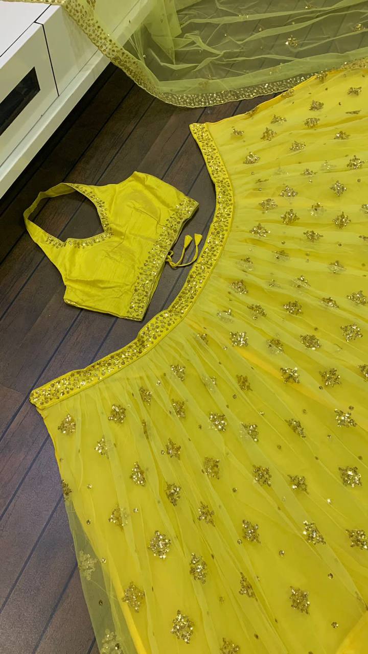 Lime Yellow fully stitched lehenga