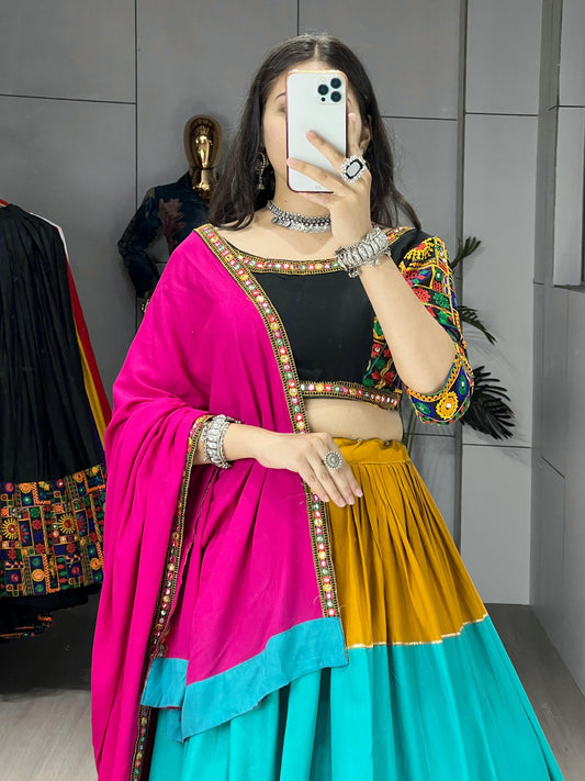 Navratri Multicoloured Cotton Lehenga Choli Fully Stitched
