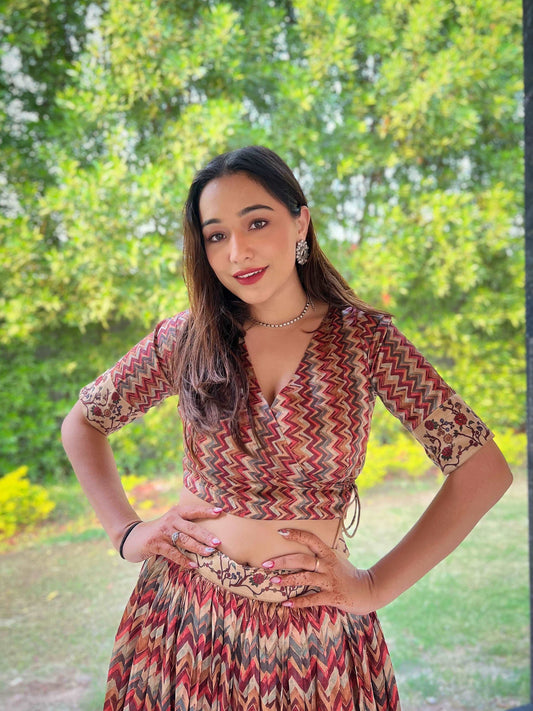 Diva silk printed lightweight lehenga fully stitched