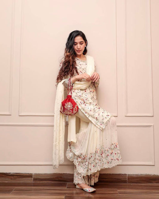 Premium off white sharara suit