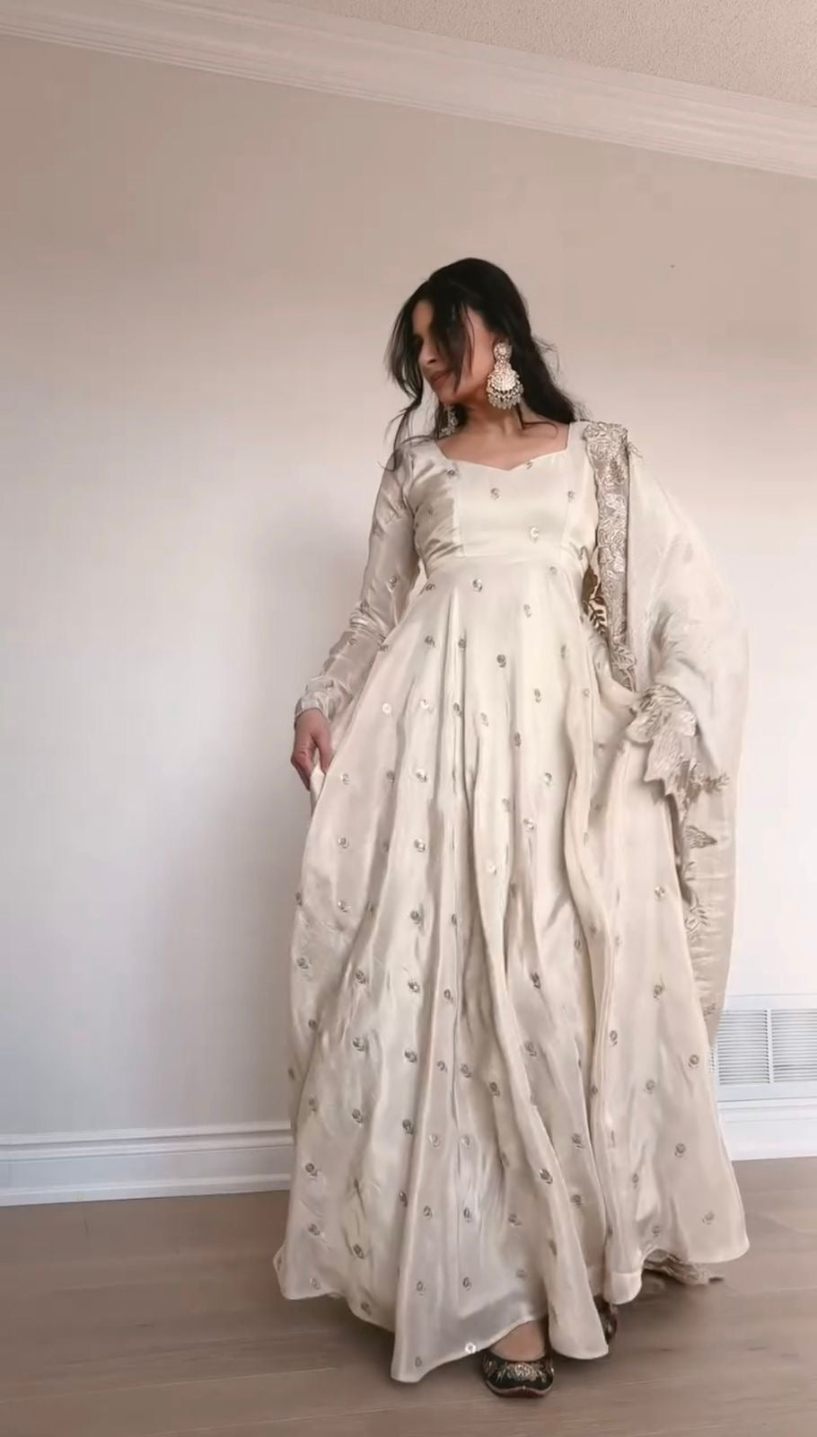 white silk anarkali dress Buy Embroidered Art Silk Anarkali Suit in Off White Online : KBN1403