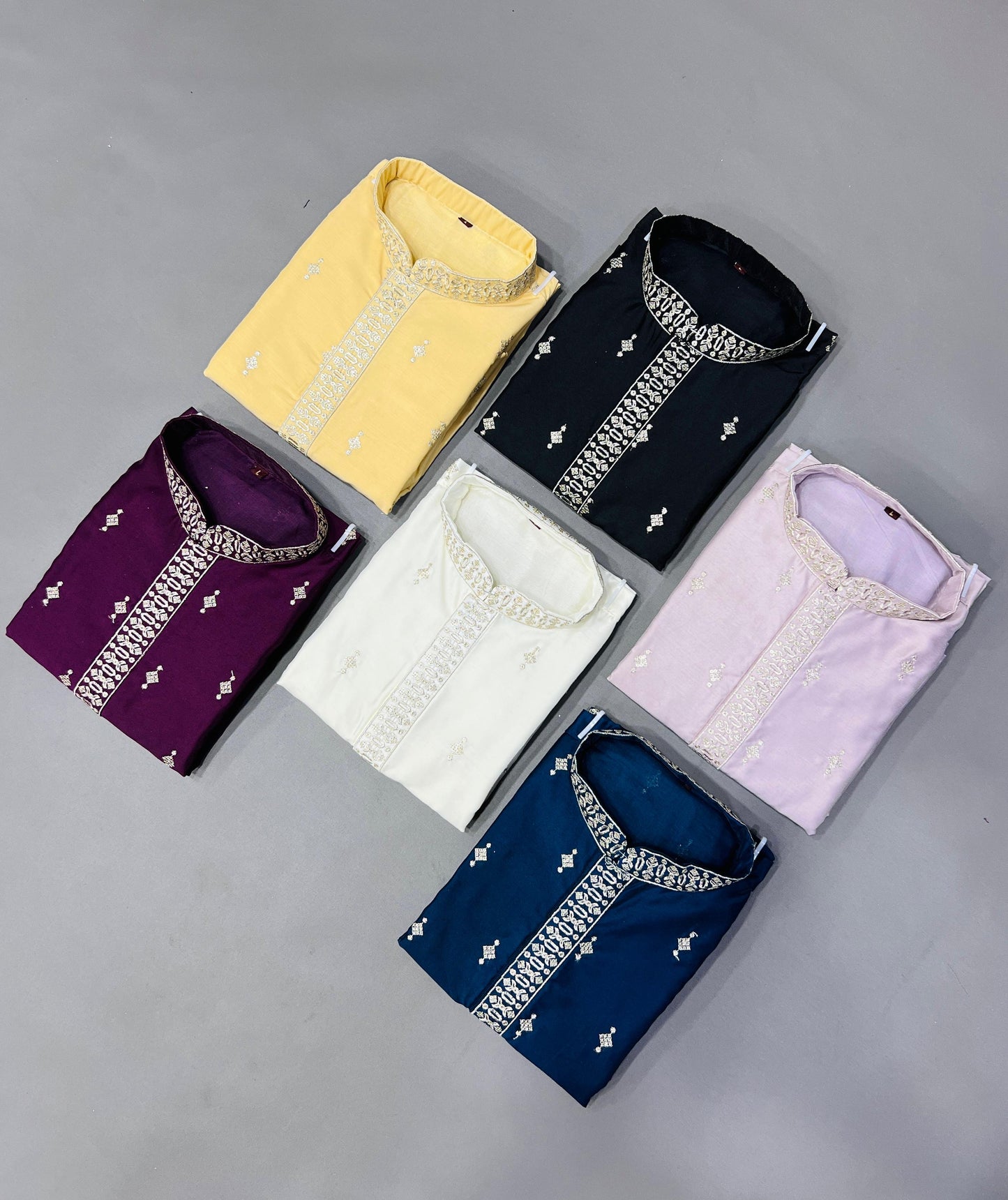Premium Men's Soft Silk Embroidered Kurta with Pajama