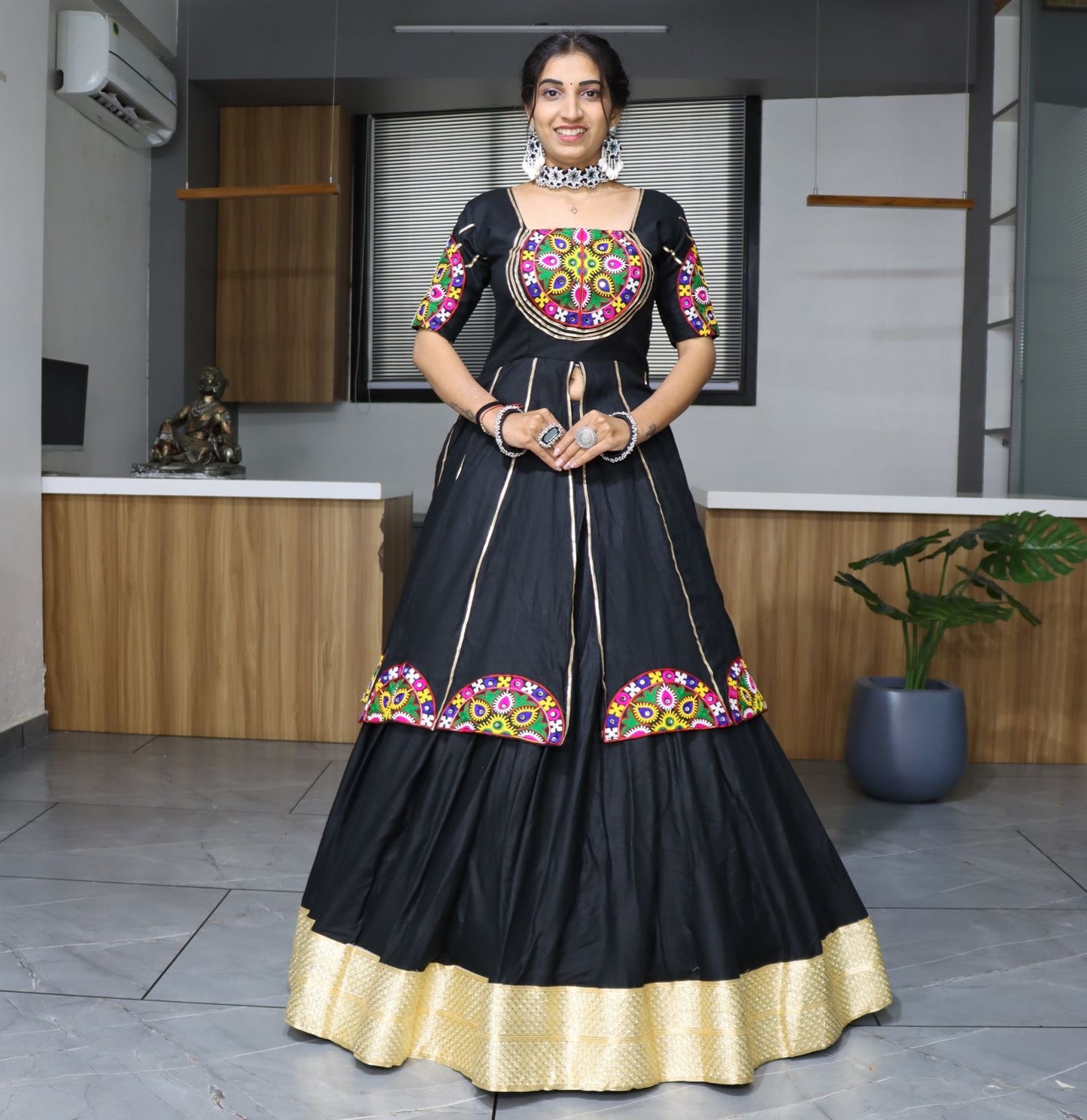 Unique Black Indo Western Style Navratri Special Chaniya Choli Fully Stitched