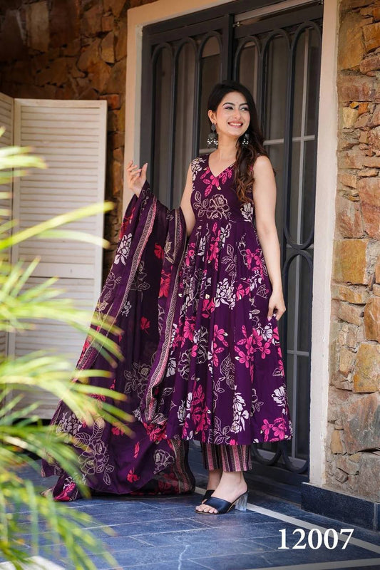 Floral Soft Silk Printed Casual Kurti Pant Set Fully Stitched upto 6XL Sizes