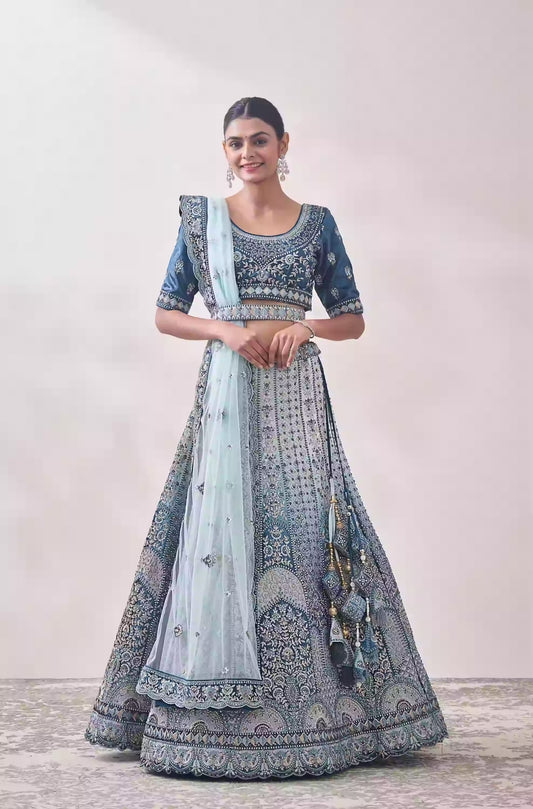 Velvet Blue kiara lehenga fully stitched