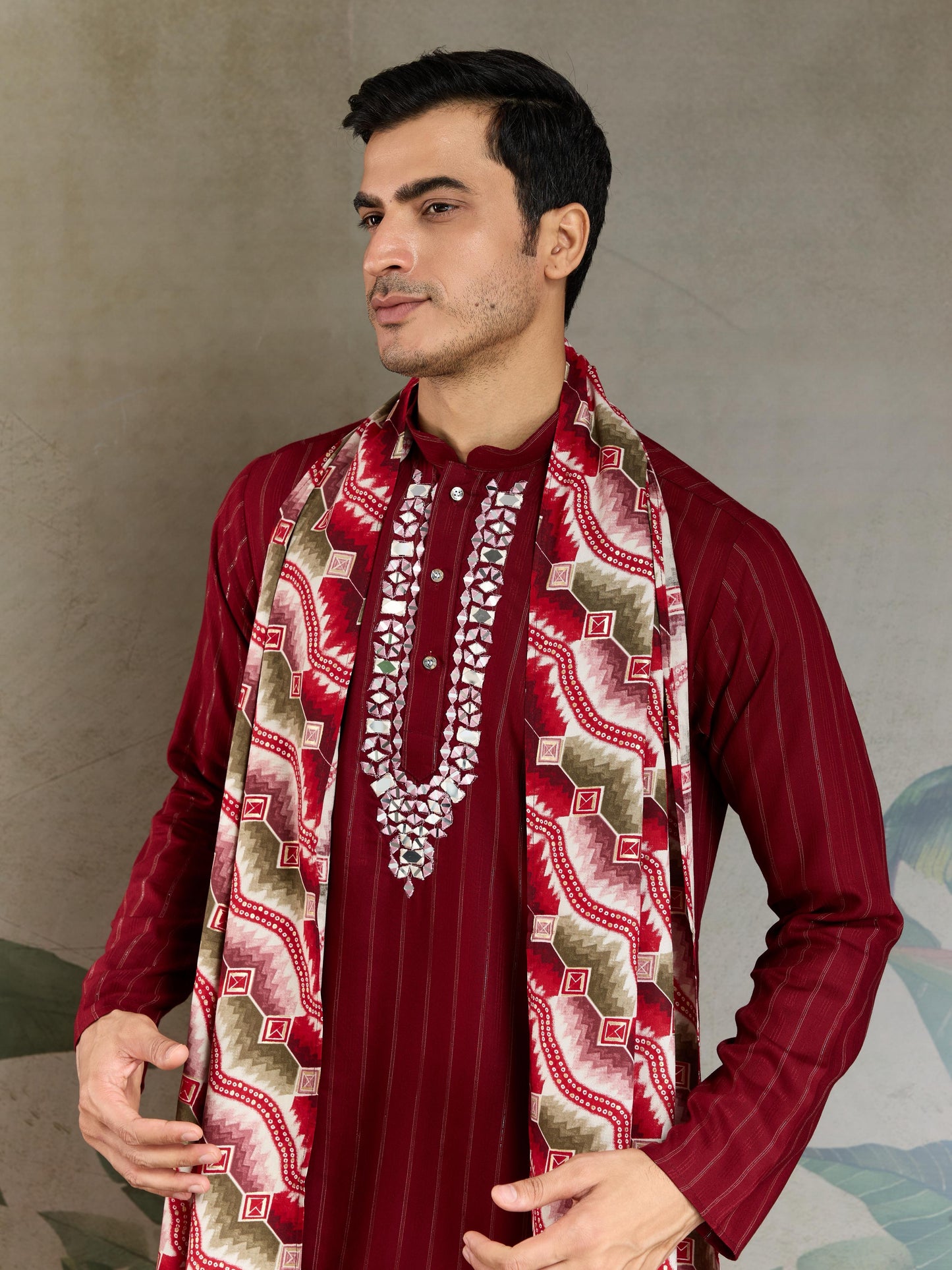 Ramjat - Premium Mens Silk kurta with Pajama and Printed Dupatta