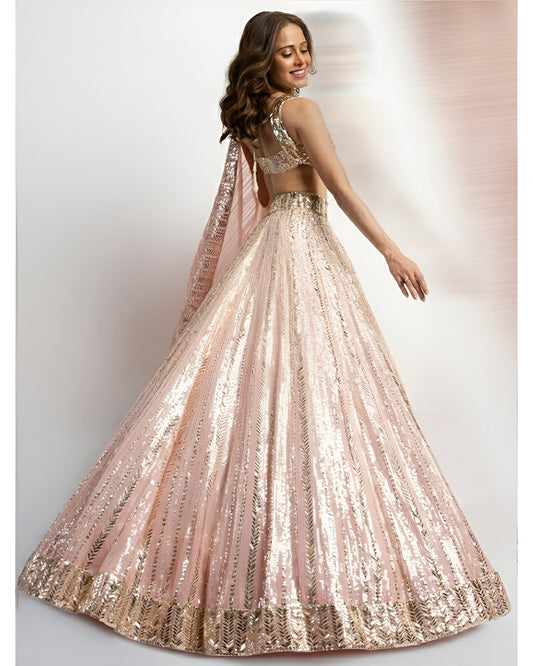 Baby Pink Bollywood Premium Fully Stitched Lehenga Choli