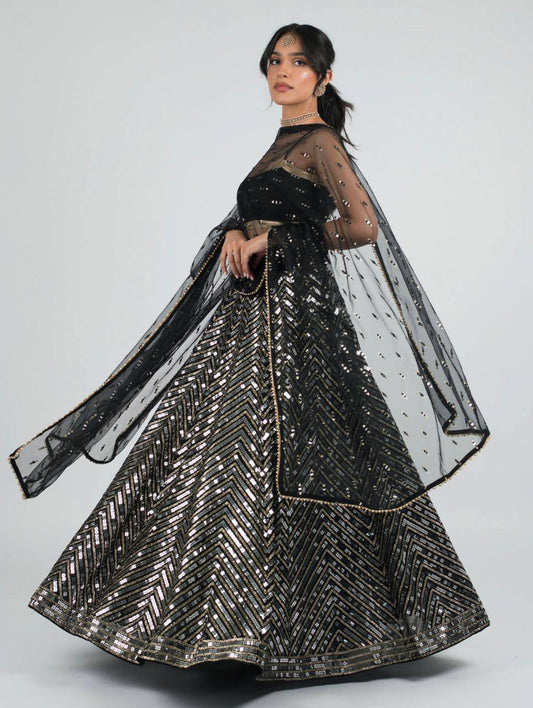 Premium Black fully stitched lehenga