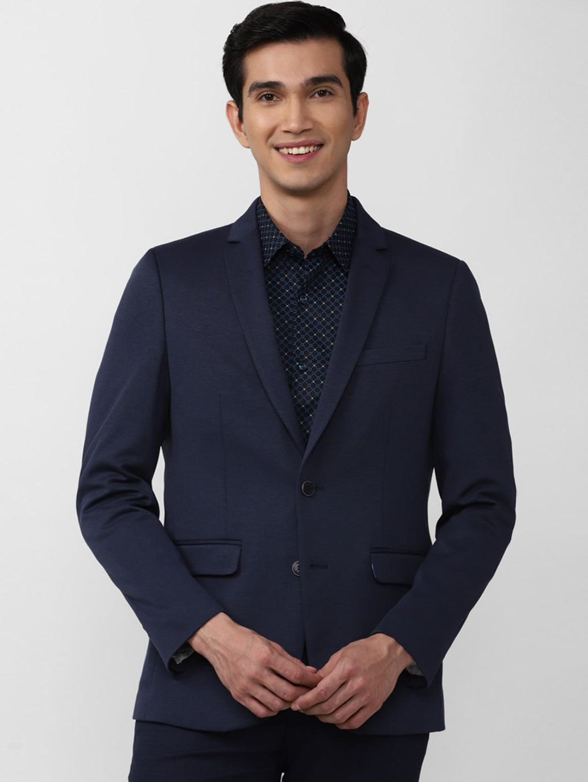 Navy Blue Raymond fabric Blazer for Men