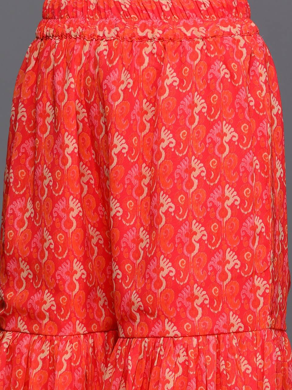 Georgette sharara set orange and pink shade