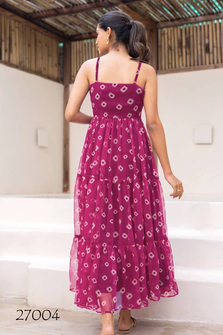 Wine Beautiful Floral Printed Soft Georgette Fabric Casual Wear Readymade upto 6XL size