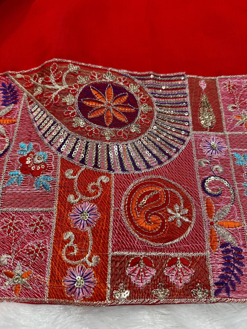 Red Anarkali silk readymade fully stitched