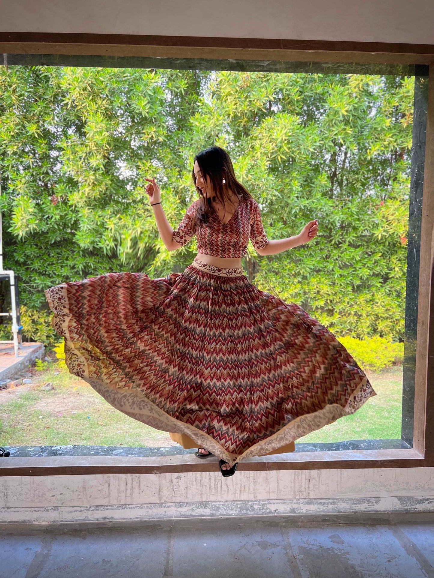 Diva silk printed lightweight lehenga fully stitched