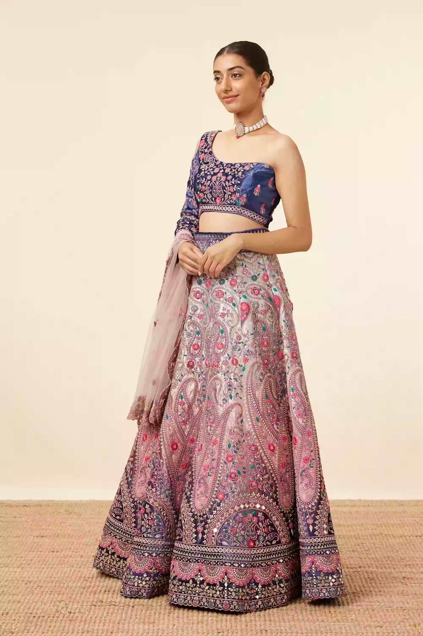 Midnight sapphire blue fully stitched lehenga