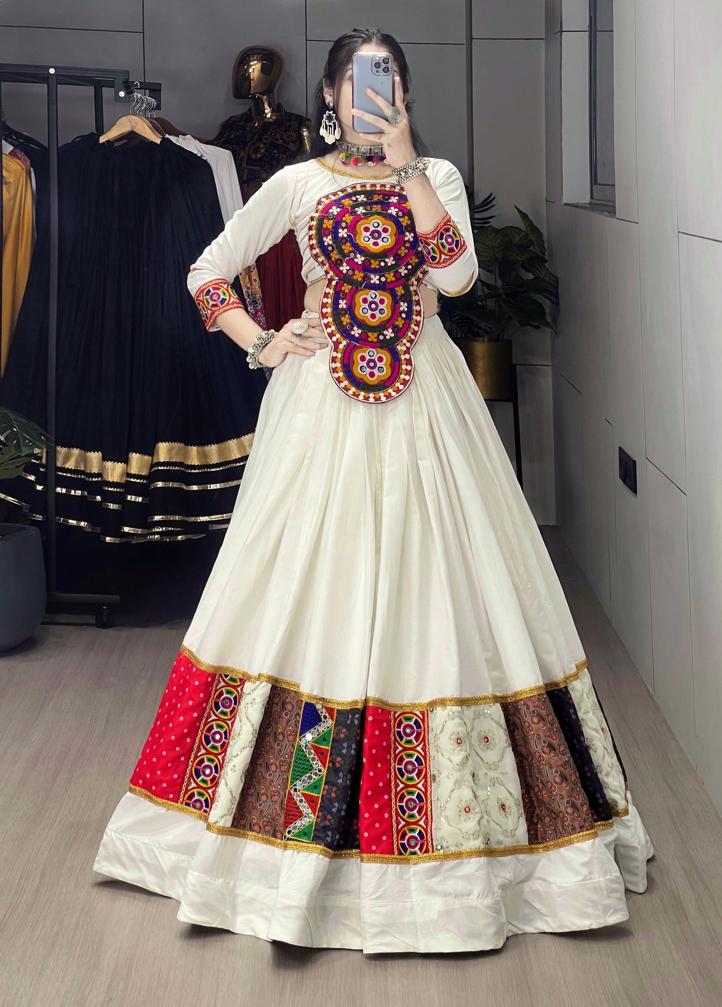 Pure Cotton Navratri Chaniya Choli with Classic Gamthi Work Fully Stitched
