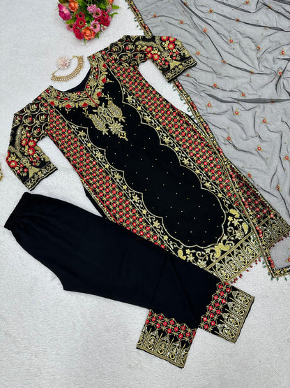 Black georgette suit fully stitched