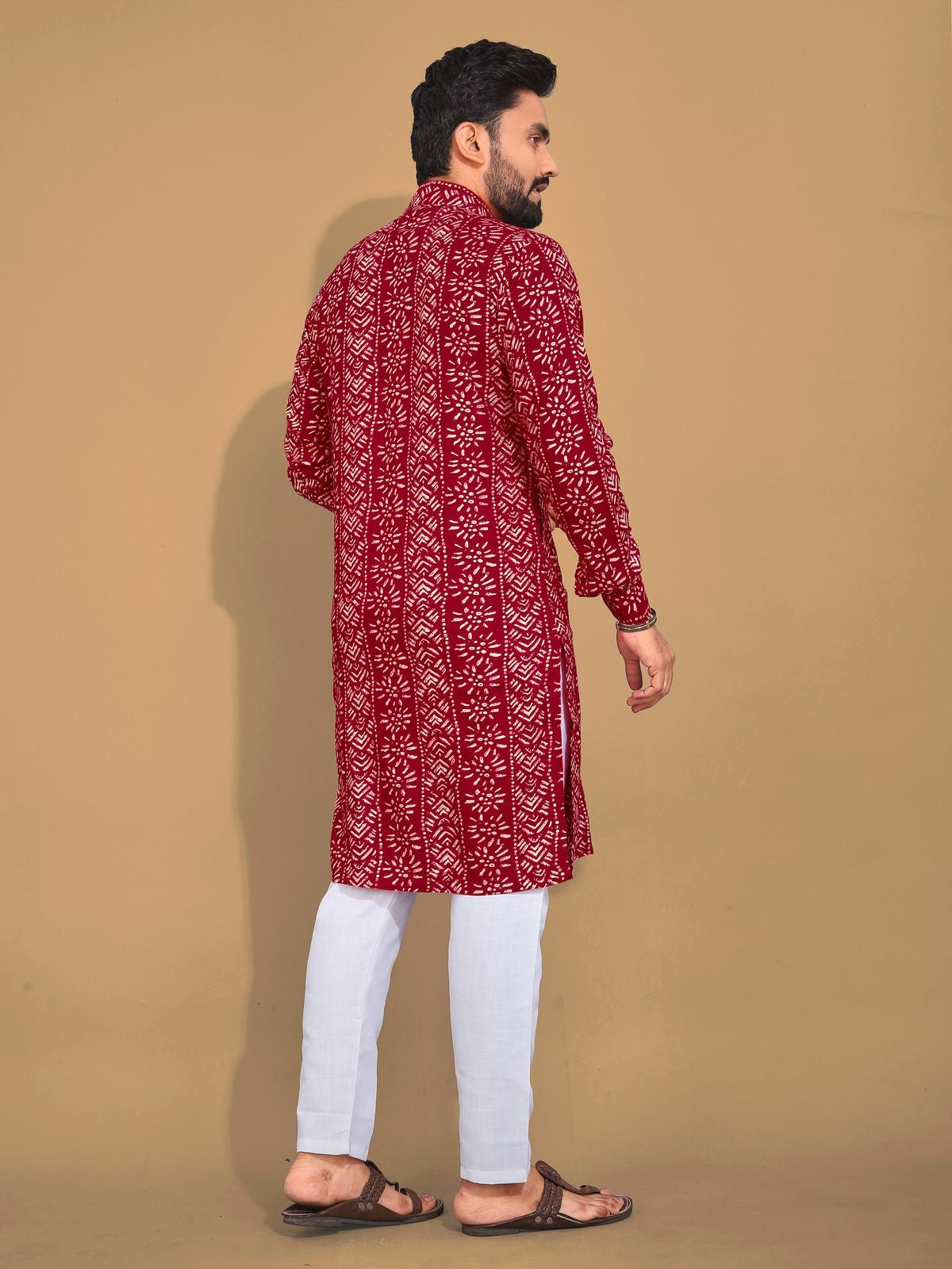 Soft & Comfy Cotton With Foil Print Men's Kurta with Cotton Pajama