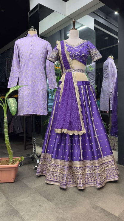Bright Purple trendy fully stitched georgette lehenga with blouse and dupatta