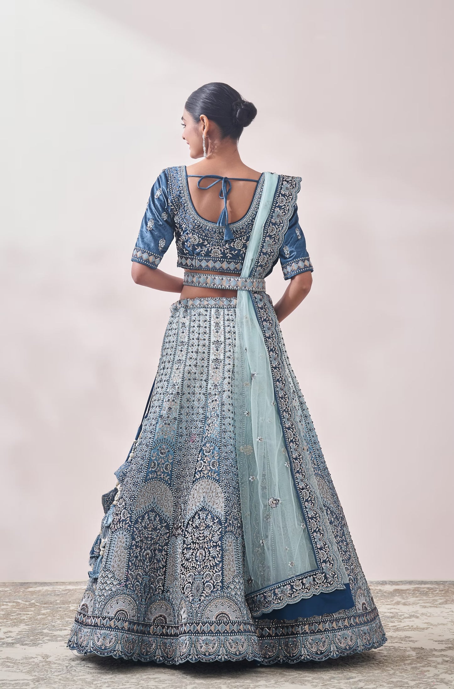 Velvet Blue kiara lehenga fully stitched