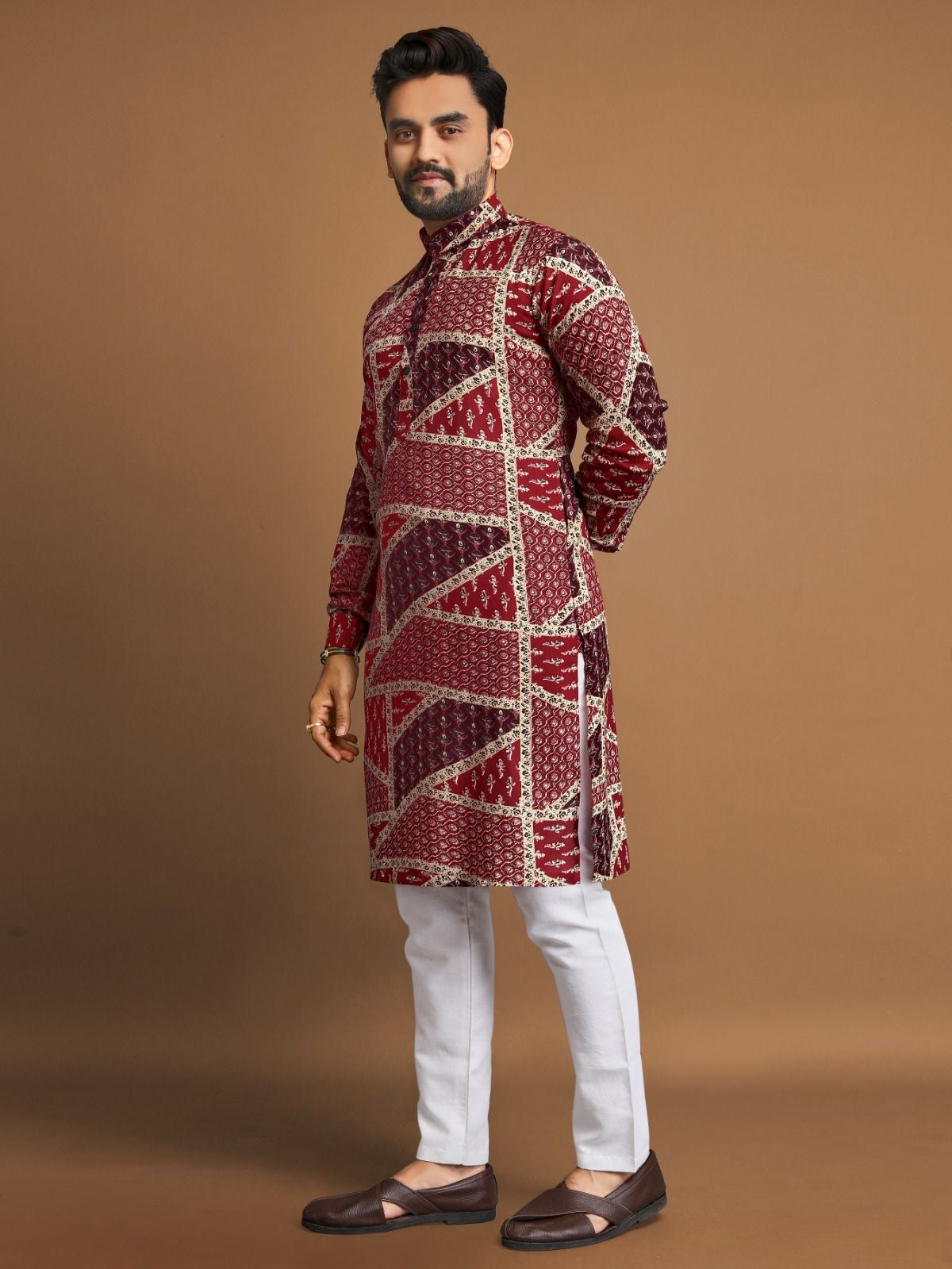 Men's Soft Cotton Foil Print Kurta with Cotton Pajama for every occasion