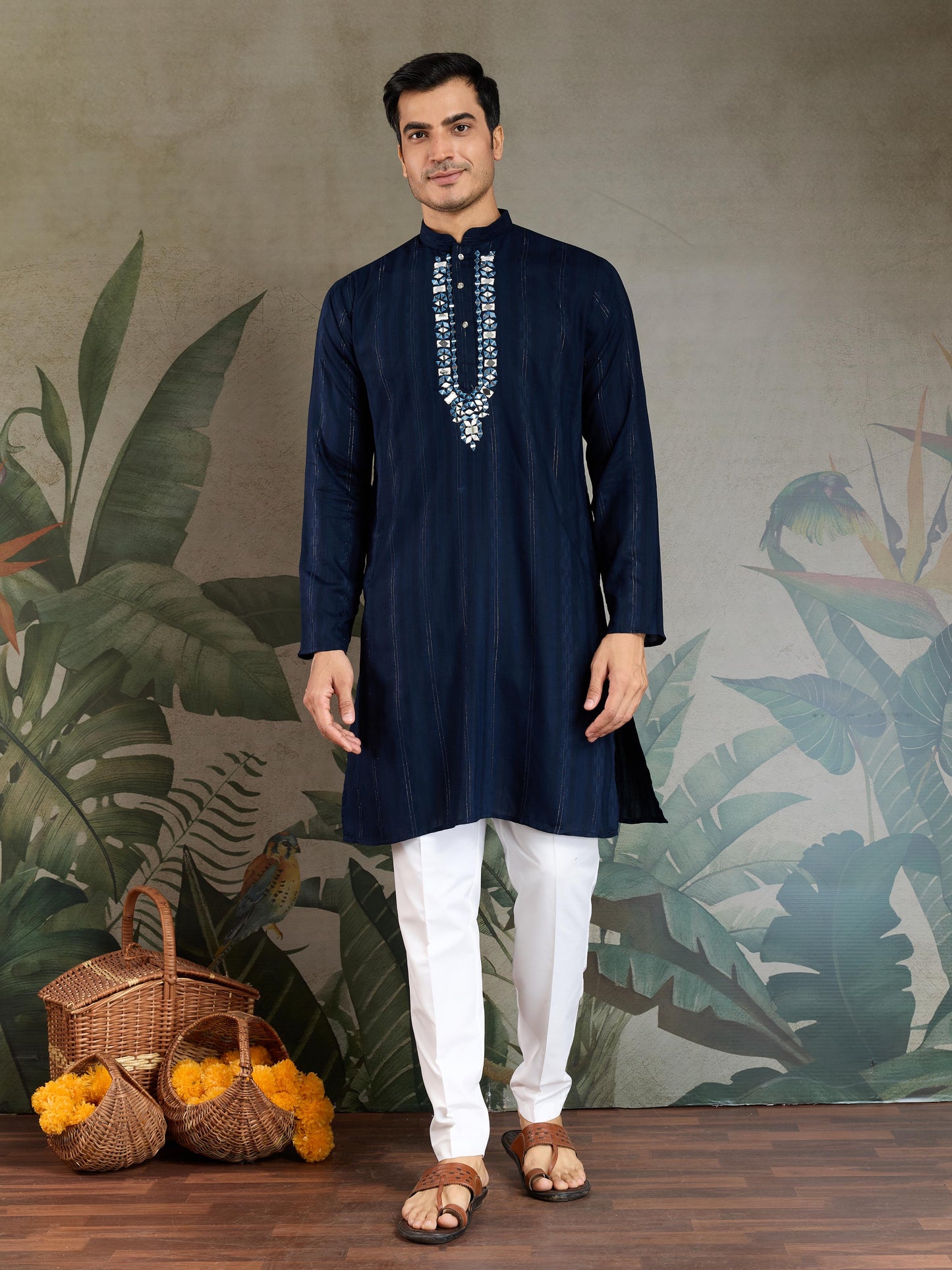 Ramjat - Premium Mens Silk kurta with Pajama and Printed Dupatta