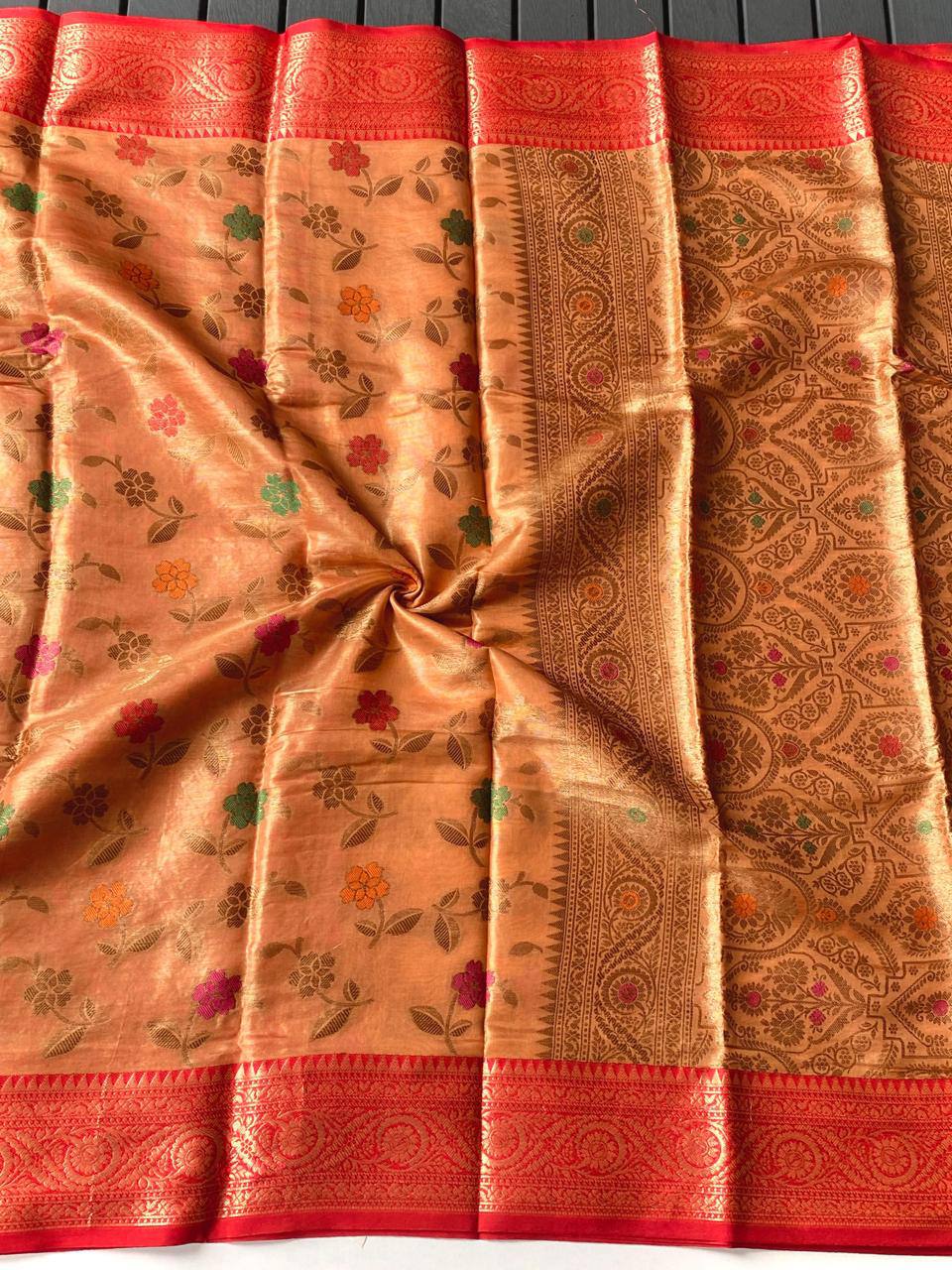 Veeny - Premium Organza Tissue Silk Saree with Readymade Blouse