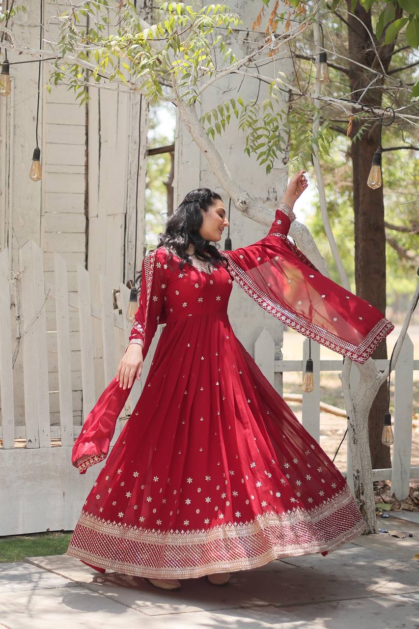 Premium Maroon Anarkali Gown Fully Stitched
