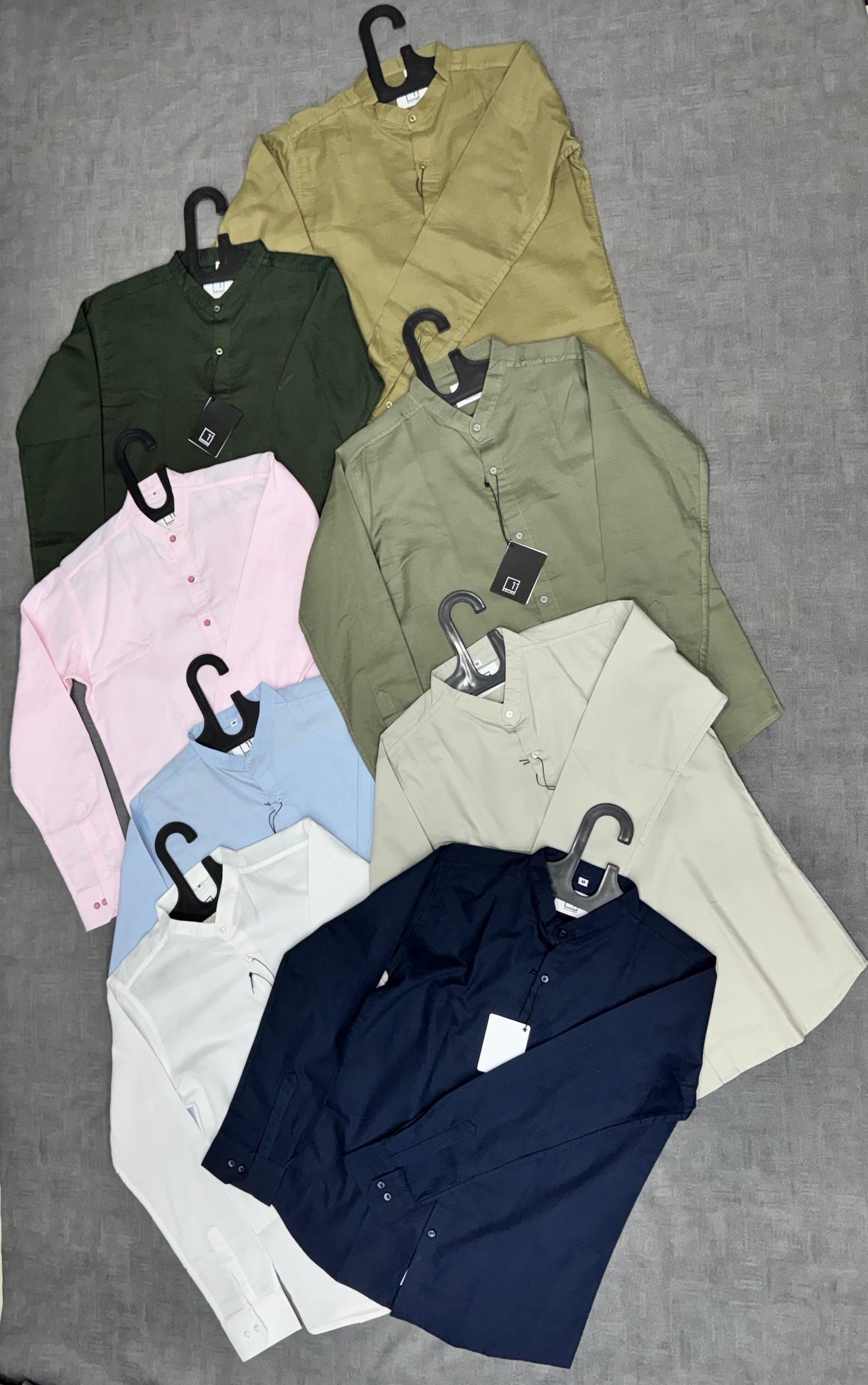 Mandarin Collar Men's Pure Cotton Plain Shirts for Formal Occasions