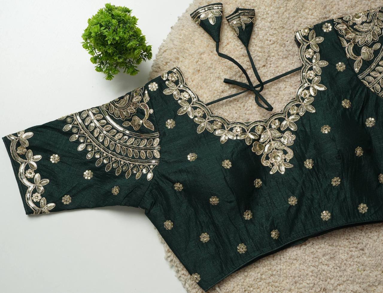 Ruhi - Beautiful Copper Gold Embroidered Work Fully Stitched Blouse to pair with Saree or Lehenga