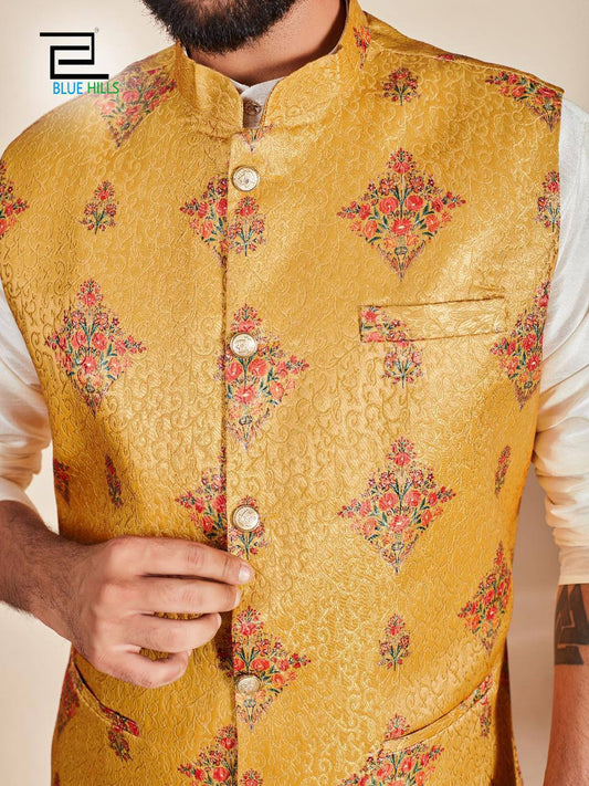 Yellow Premium Koti Kurta with Pajama traditional ethinic for every occasion