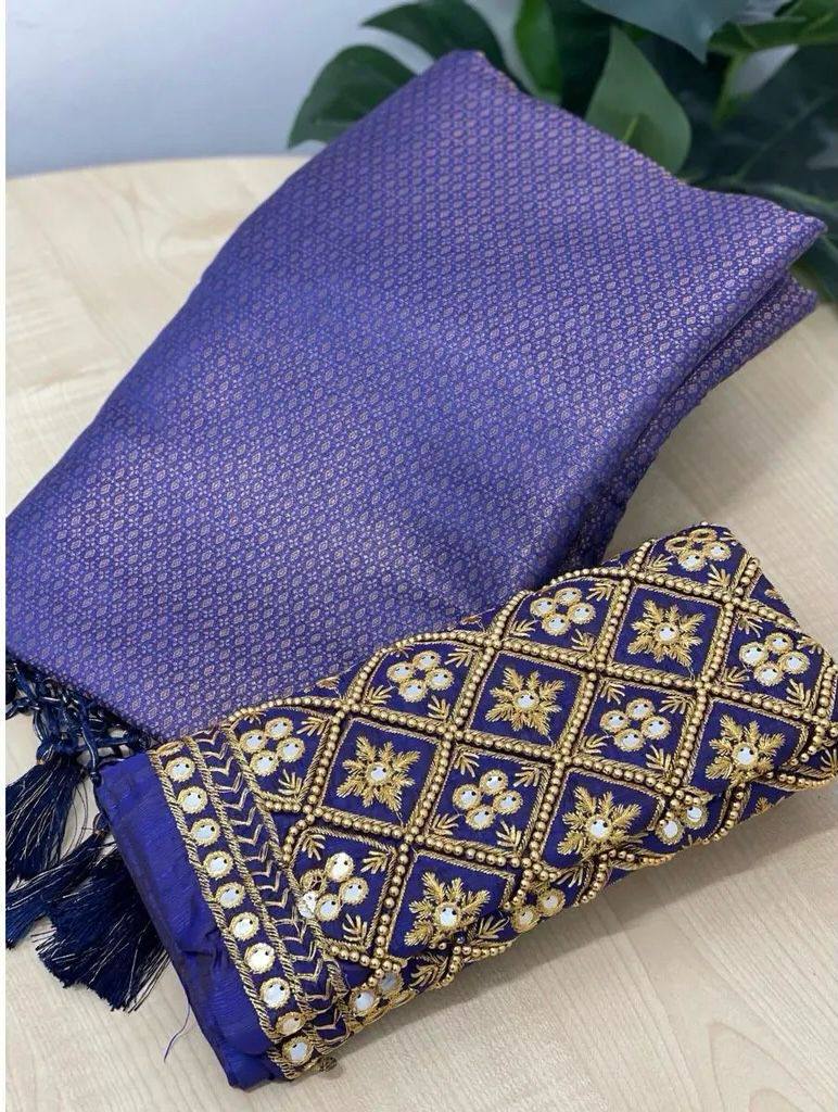 A beautiful soft kubera pattu silk saree with aari work blouse