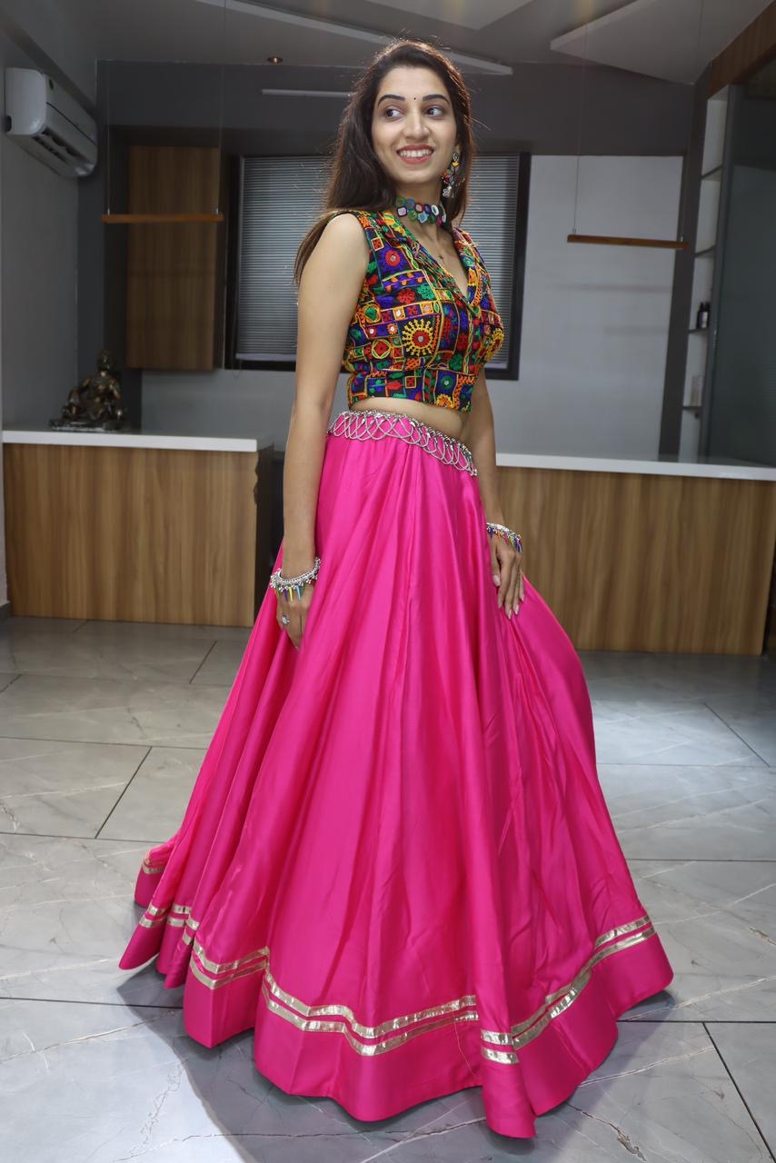 Ethnic Navratri 8 Colours Pure Cotton Chaniya Choli with Gamthi Work Fully Stitched