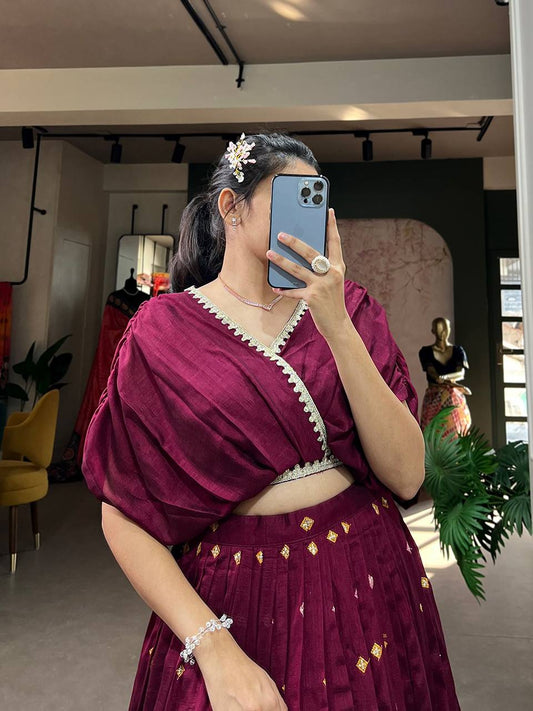 Meraki -Fancy Blouse & Lehenga Set ( Fully Stitched )